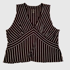 Banana Republic Malibu Tee XL Black White Stripe V-Neck Tank Top